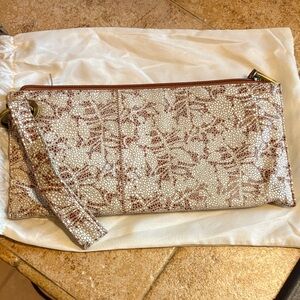 HOBO Cream and Brown Floral Wristlet